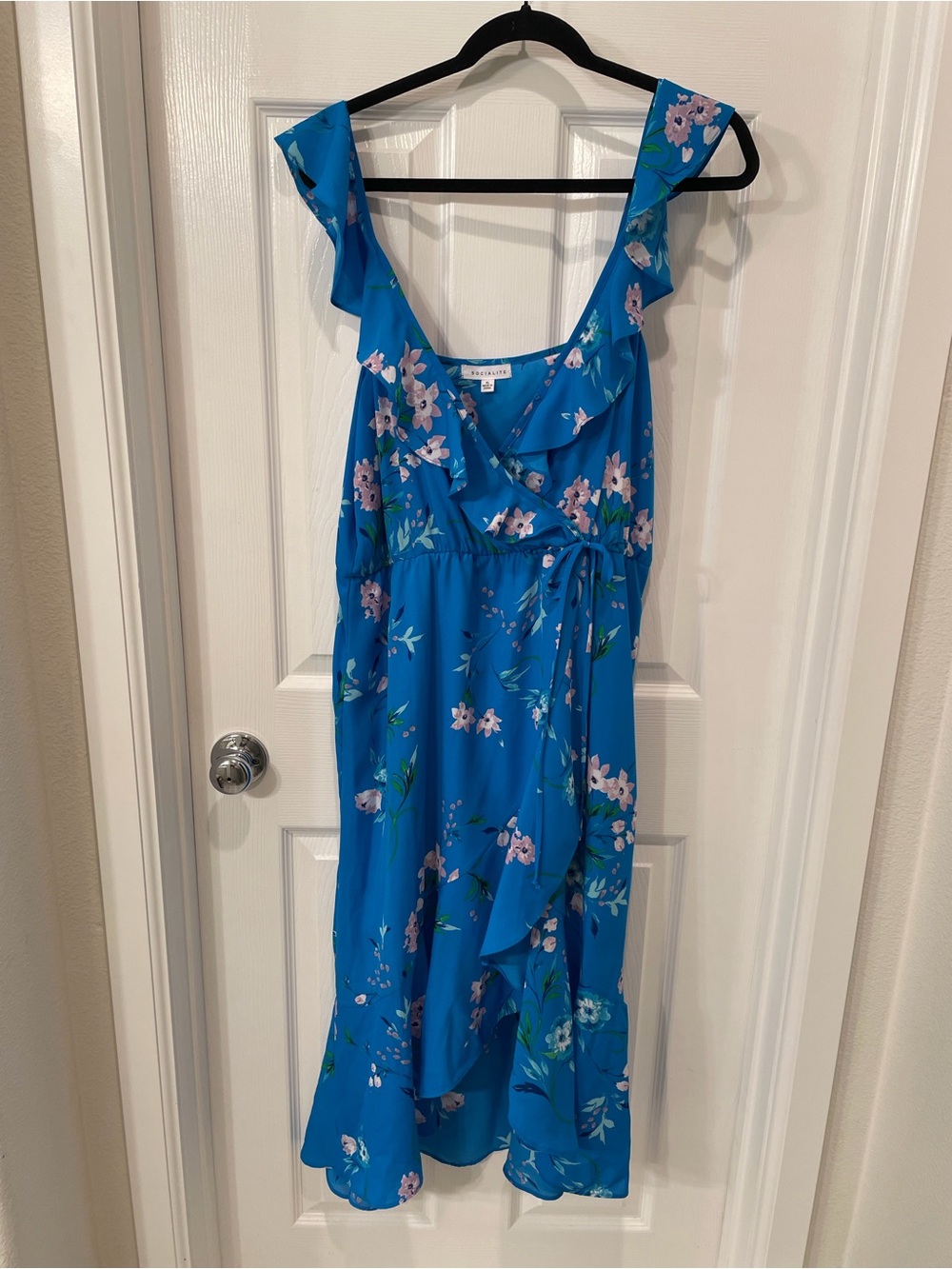 Socialite Bright Blue Floral Wrap Sundress New with tags